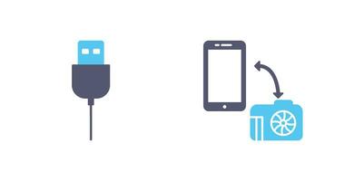 usb cable and transfer images Icon vector