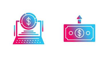 tarta gráfico y dinero arriba icono vector