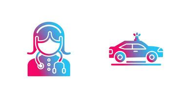 Medical Support and Police Car Icon vector