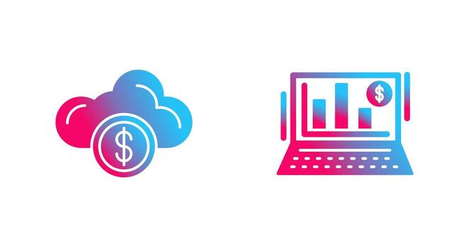 Cloud Computing and Bar Chart Icon vector