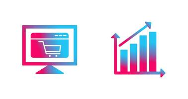 comercio electrónico sitio web y creciente Estadísticas icono vector