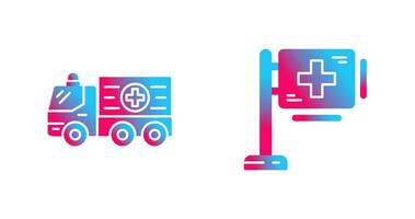 Ambulance and Hospital Sign Icon vector