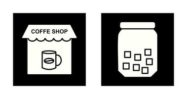 Coffee Shop And sugar Bottle  Icon vector