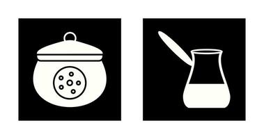 cookie jar and cezve Icon vector