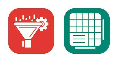 Filtering and Table Data Icon vector