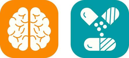 Brain and Capsule Icon vector