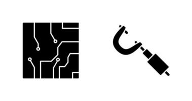 Electrical circuit and Micrometer Icon vector