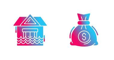 Natural Disaster and Money Bag Icon vector