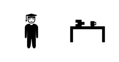 student standing and studying desk Icon vector