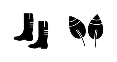 Gardening Boots and Leaves Icon vector