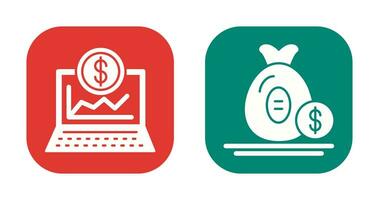 Laptop and Money Bag Icon vector