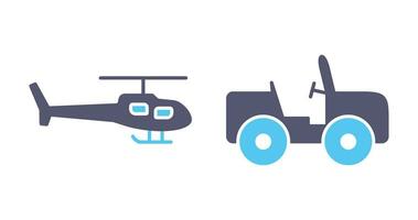 helicóptero y safari icono vector