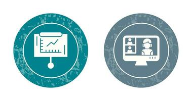 Line Graph and Conference video Call Icon vector