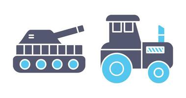 tanque y tractor icono vector