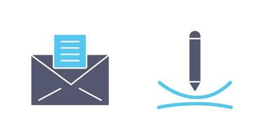 email documents and draw curve Icon vector