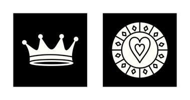 king crown and heart chip Icon vector