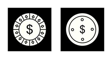 dollar chip and dolllar coin Icon vector