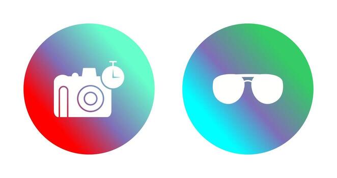 lentes y Temporizador en cámara icono vector