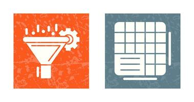 Filtering and Table Data Icon vector