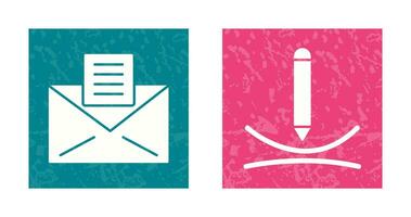 email documents and draw curve Icon vector