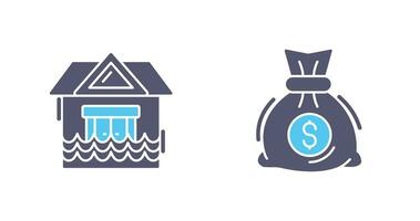 Natural Disaster and Money Bag Icon vector