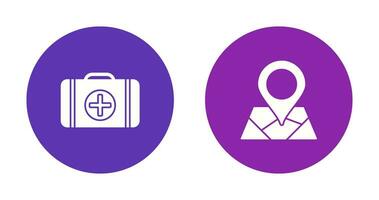 First Aid Kit and Map Icon vector