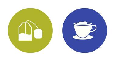 tea bag and creamy coffee  Icon vector