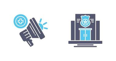 Police Station and Megaphone Icon vector