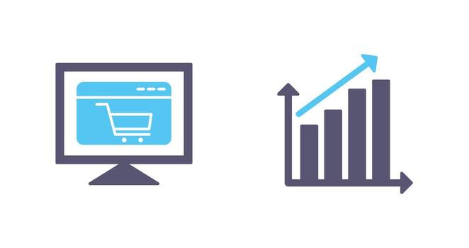 ecommerce website and rising statistics Icon vector