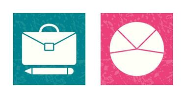 briefcase and pie chart analysis Icon vector