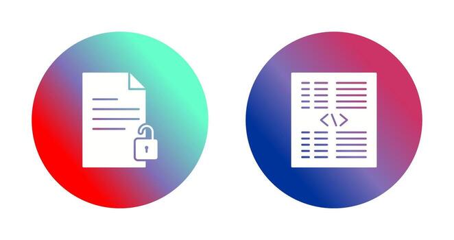 unlock document and piece of code Icon vector