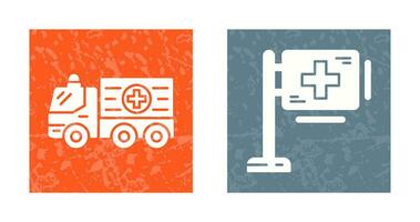 Ambulance and Hospital Sign Icon vector