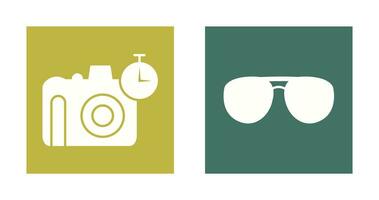 glasses and timer on camera Icon vector