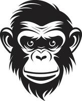 Elegant Reflections Black Vector Chimpanzee Logo The Art of Wildlife Black Chimpanzee Emblem