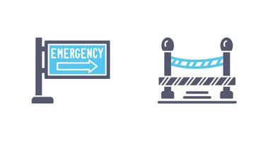 Emergency Sign and Do Not Cross Line, Icon vector