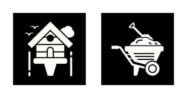 Diging and Birdhouse Icon vector