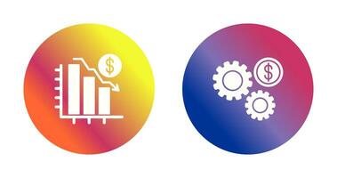 Chart Down and Settings Icon vector