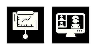 Line Graph and Conference video Call Icon vector