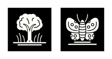 Tree and Butterfly Icon vector