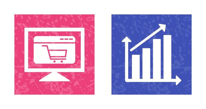 ecommerce website and rising statistics Icon vector