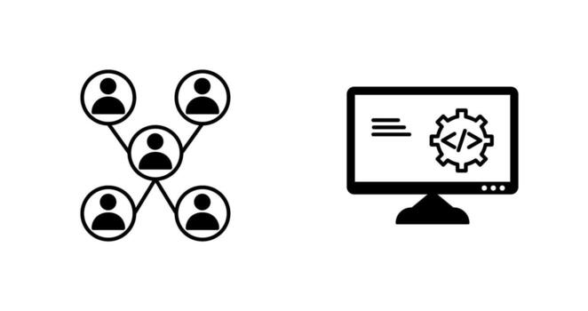 Company Network and Code Optimization Icon vector