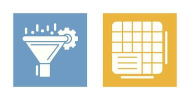 Filtering and Table Data Icon vector