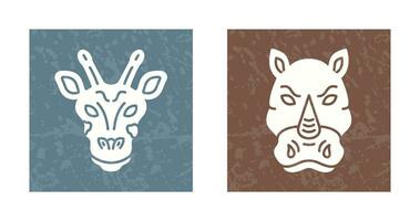 Giraffe and Rhino Icon vector