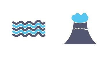 magnetic waves and volcano Icon vector