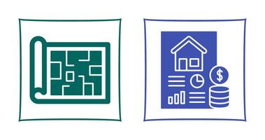 Blueprint and loan Icon vector