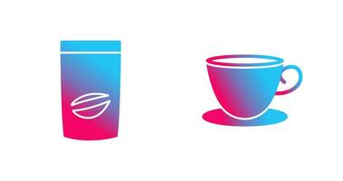 coffee bag and tea cup  Icon vector