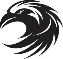 Sleek Raven Silhouette Seal Abstract Black Bird Insignia vector