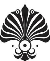 Artistic Intrigue Black Peacock Design Majestic Display Peacock Emblem in Black vector