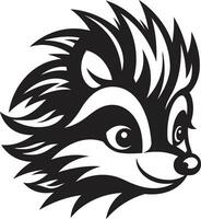 Sleek and Prickly Black Hedgehog Emblem Abstract Hedgehog Grace in Monochrome vector