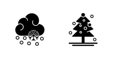 Snow Fall and Christmas Tree Icon vector